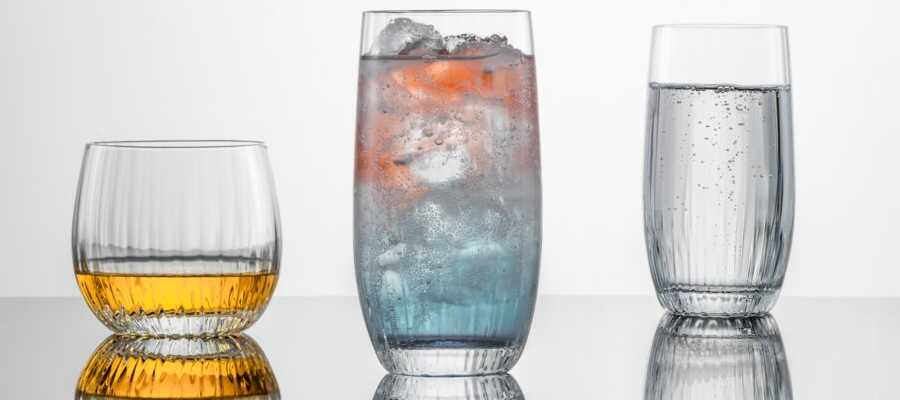 Zwiesel Glas Melody Gläser befüllt mit Wasser und Whisyk 